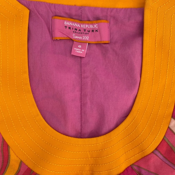 Trina Turk Dress Bonita Pink & Orange Mod Print Size 6 Excellent Condition - Picture 10 of 12